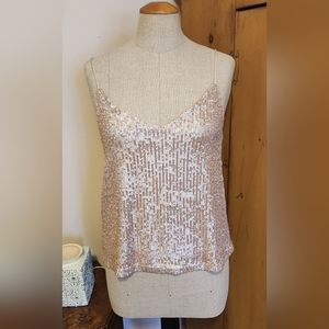 NWT Mango champagne coloured sequined camisole